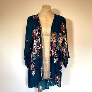 Teal floral Kimono